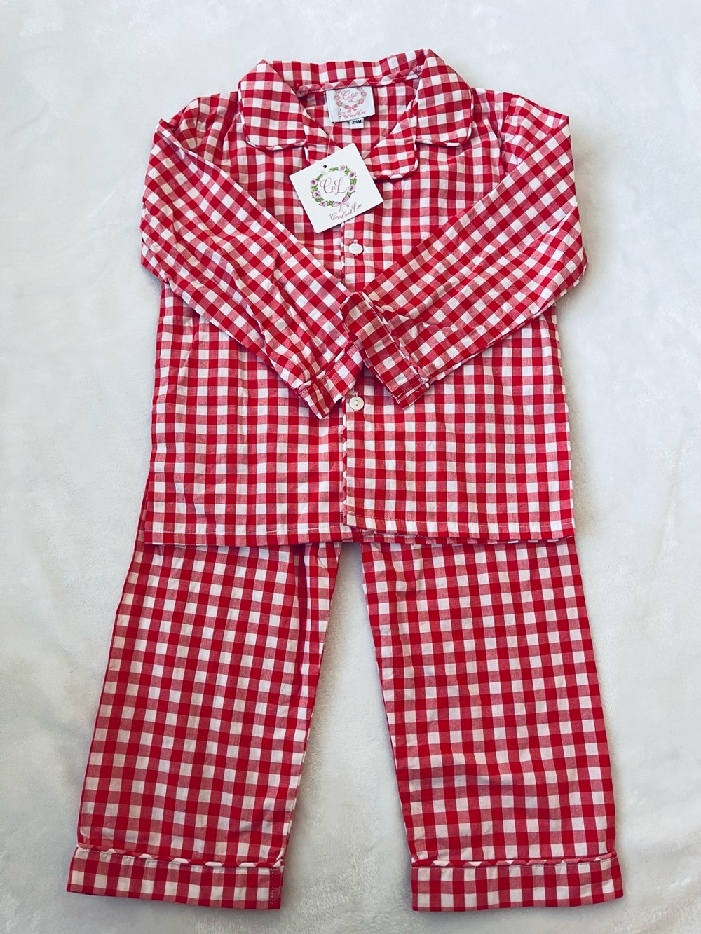 NWT Cecil & Lou Christmas Red Gingham Pajama Set (size 24M)